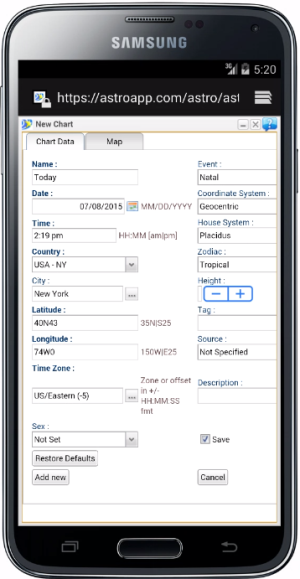 android portrait chart data entry